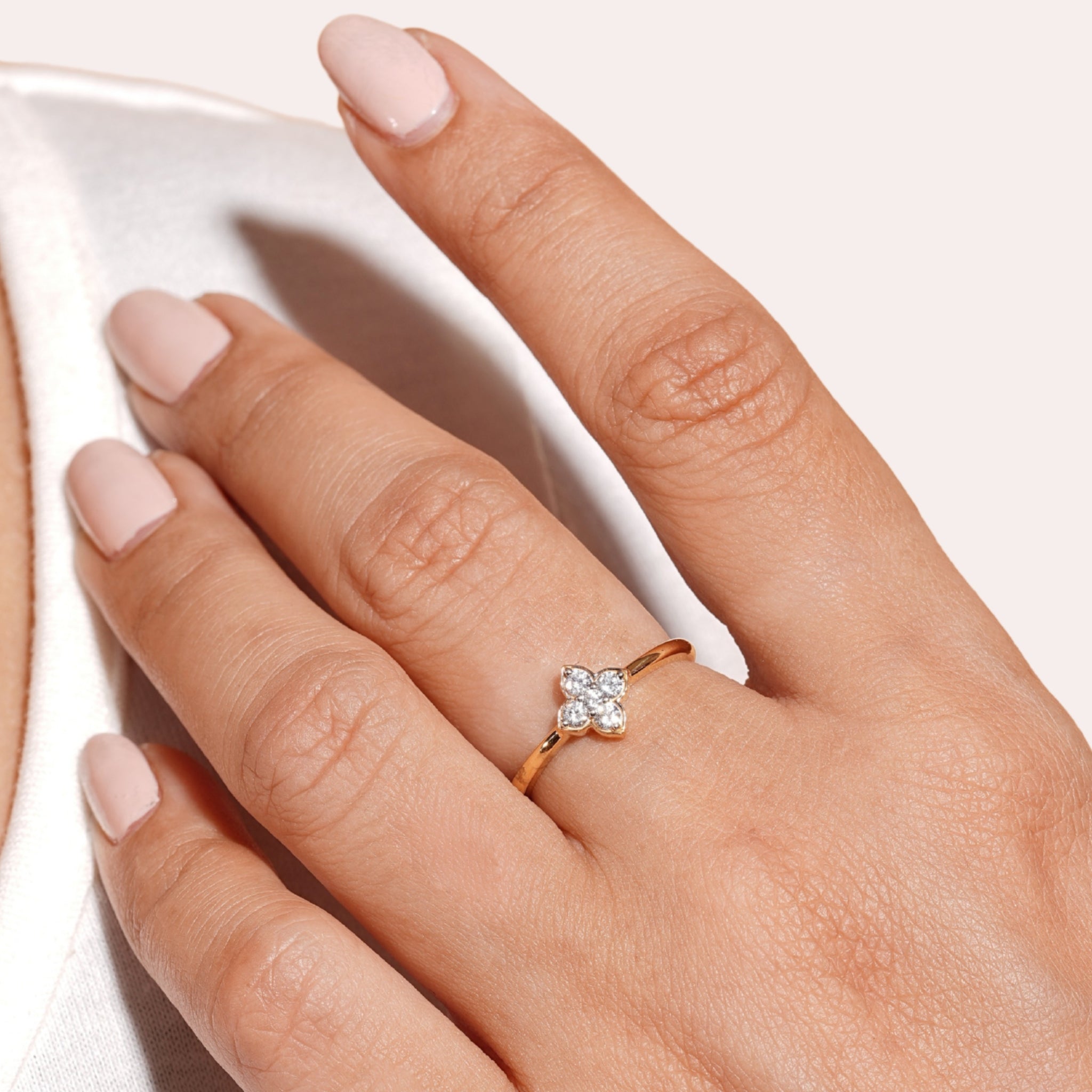 Floret Diamond Monzonite Vermeil ring