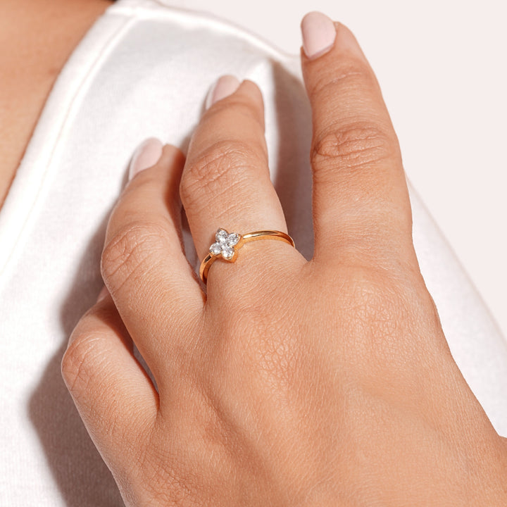 Floret Diamond Monzonite Vermeil ring