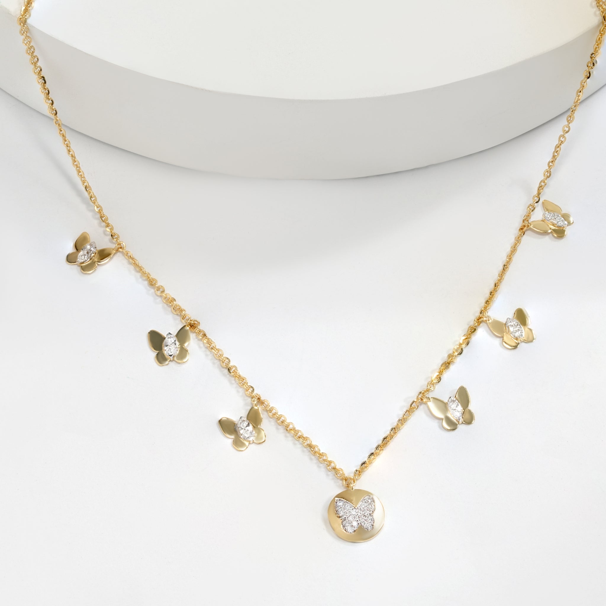 Butterfly Diamond Charm Necklace