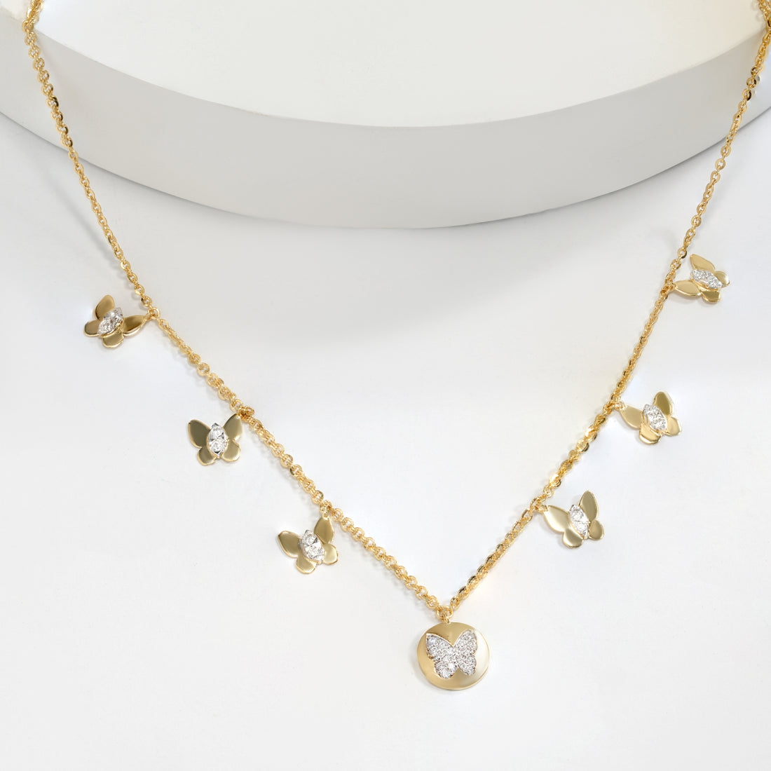 Butterfly Diamond Charm Necklace