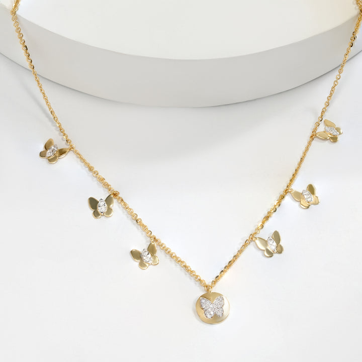 Butterfly Diamond Charm Necklace