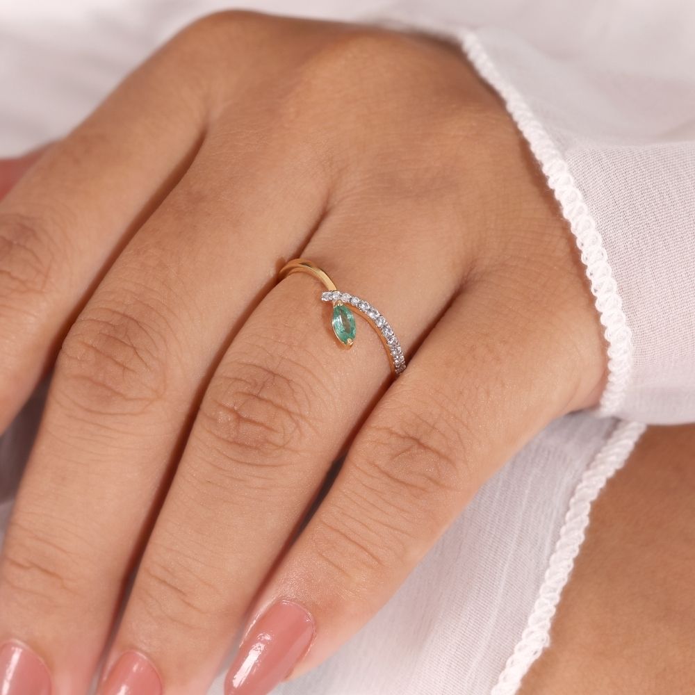 Green Lime Gemstone Ring | Gold Vermeil