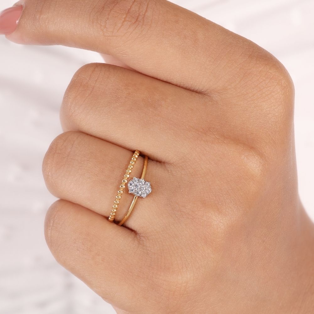 Beaded Dual-Band Ring | Gold Vermeil