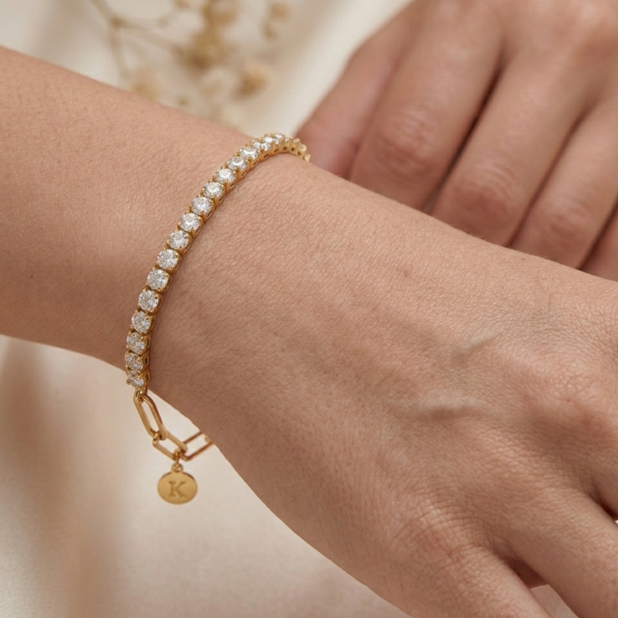 White Tennis Paperclip Bracelet