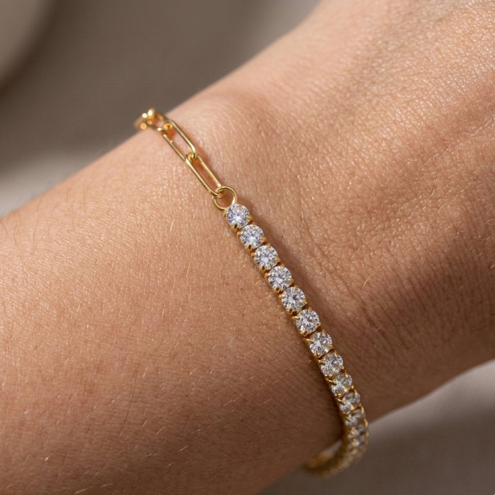 White Tennis Paperclip Bracelet