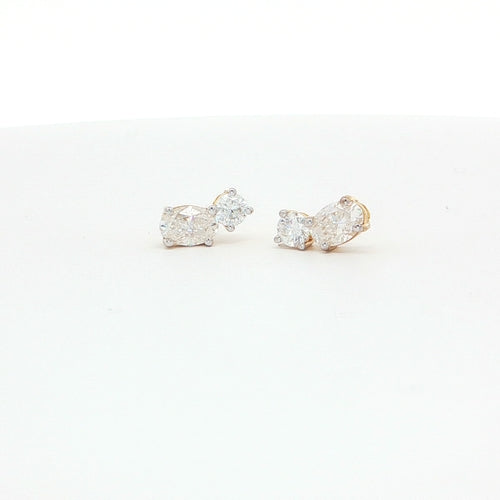 Dual Oval-Cut Stud Earrings | Gold Plated