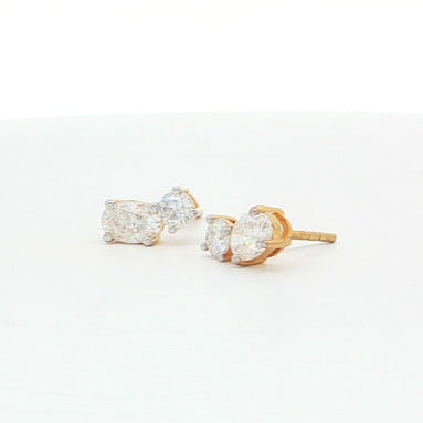 Dual Oval-Cut Stud Earrings | Gold Plated