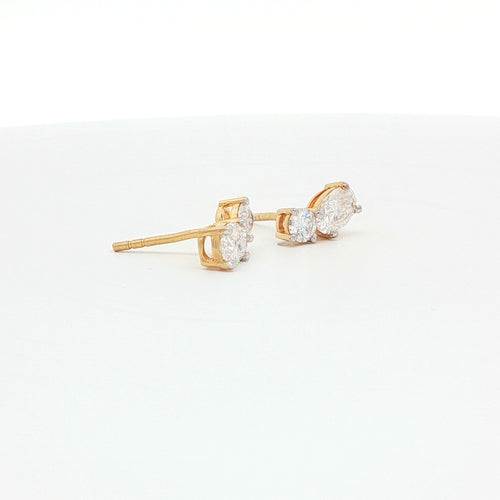 Dual Oval-Cut Stud Earrings | Gold Plated