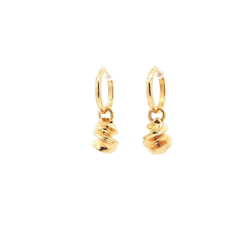 Spiral Drop Hoop Earrings | 18kt Gold Vermeil