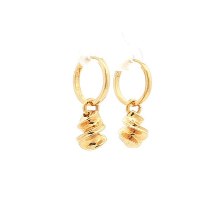 Spiral Drop Hoop Earrings | 18kt Gold Vermeil