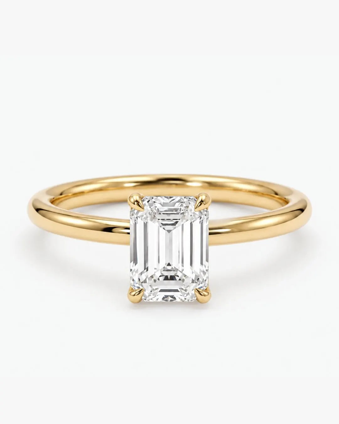 2ct Emerald cut Solitaire ring | Gold Vermeil