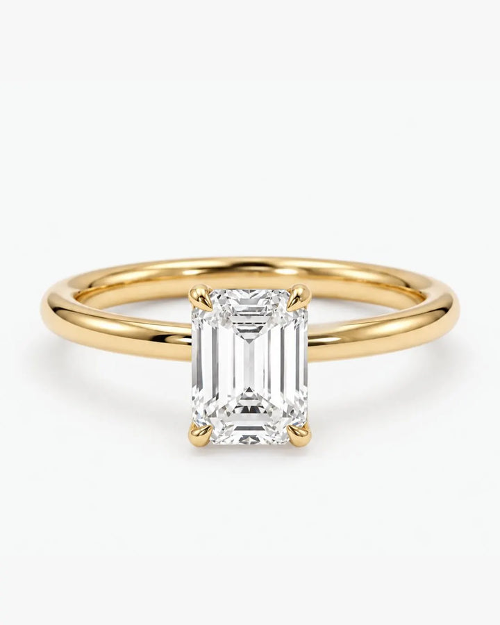 2ct Emerald cut Solitaire ring | Gold Vermeil