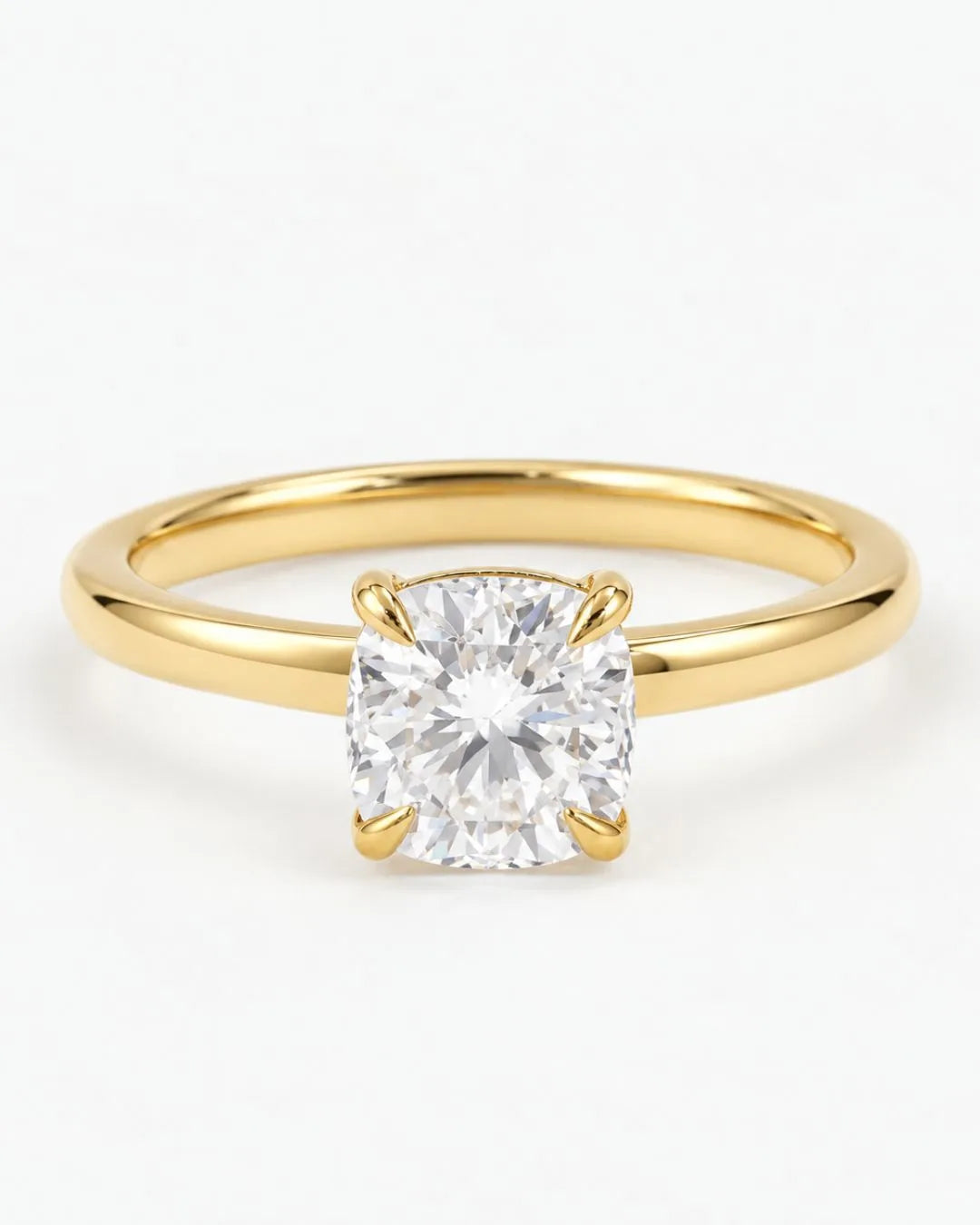 2ct Cushion cut Solitaire ring | Gold Vermeil