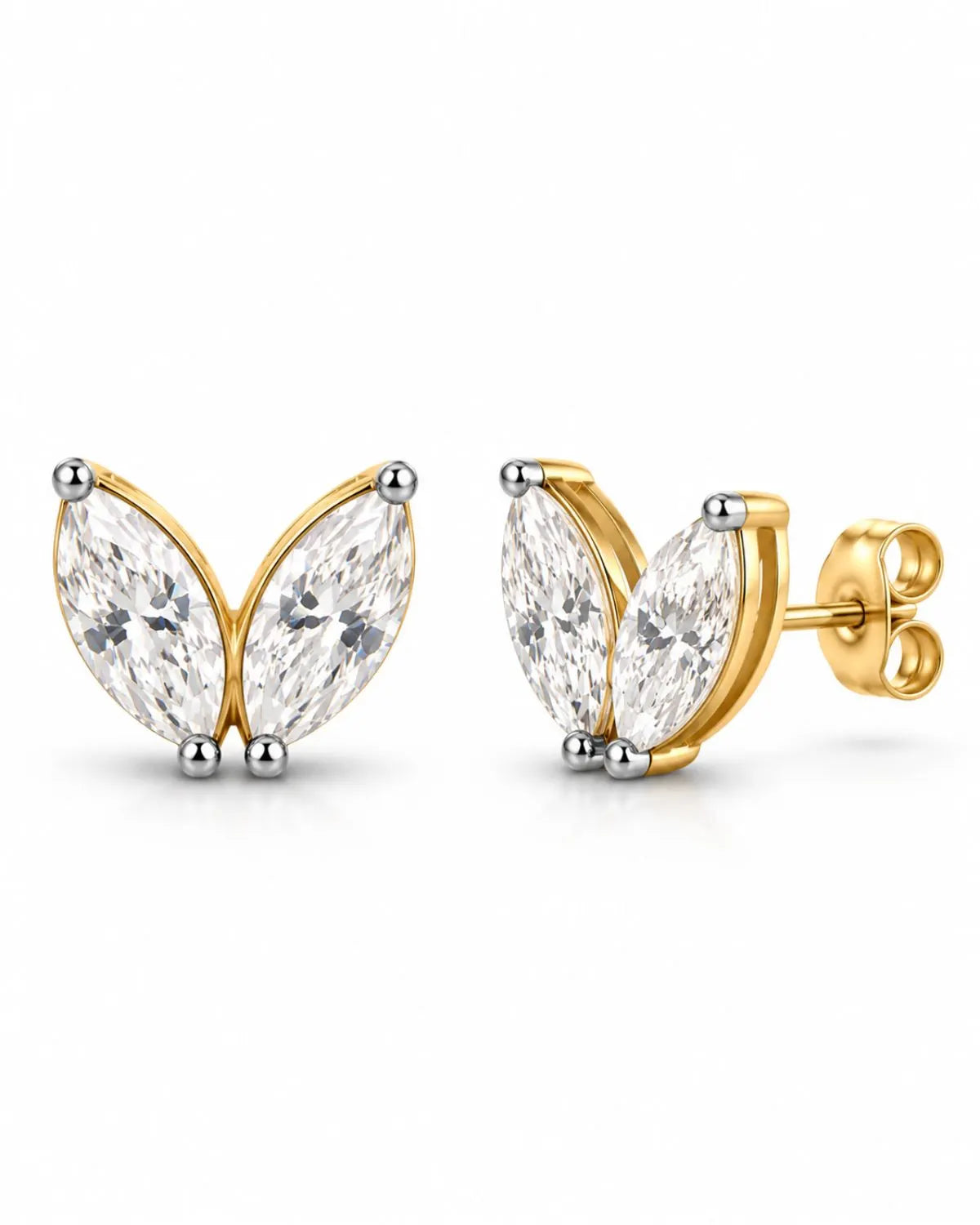 Butterfly Pear-Cut Monzonite Stud Earrings | Gold Vermeil