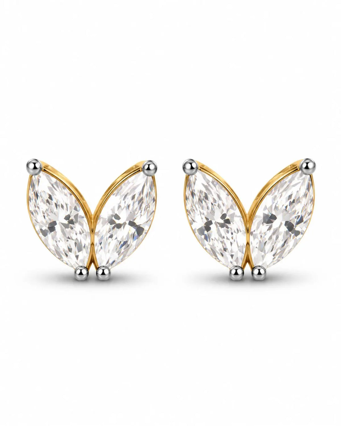 Butterfly Pear-Cut Monzonite Stud Earrings | Gold Vermeil