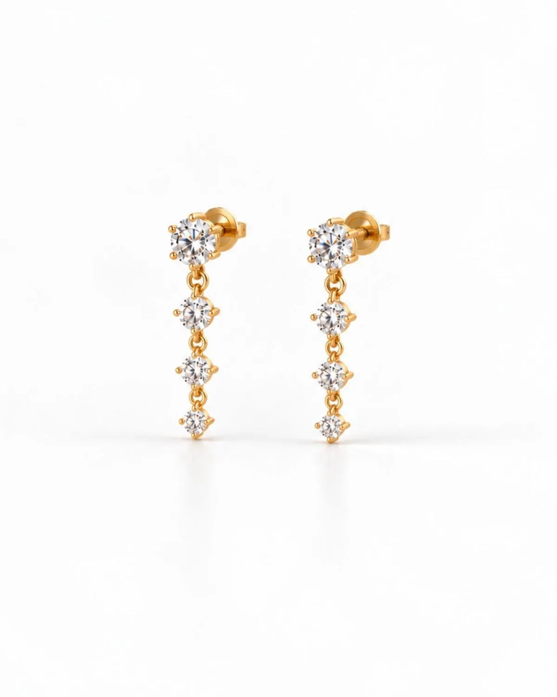 Graduated Diamond Drop Earrings | Gold Vermeil