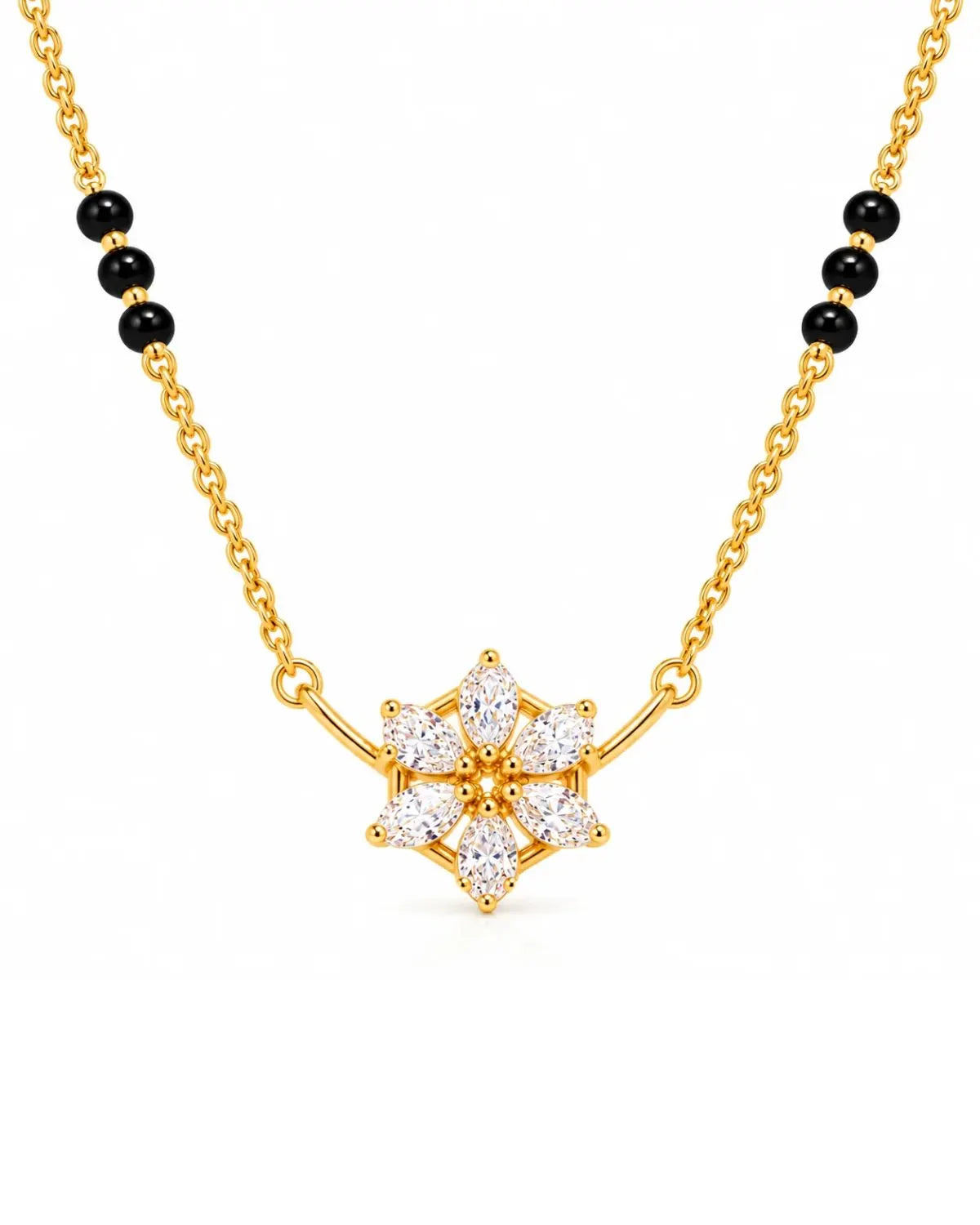 Floral Diamond Mangalsutra | Gold Vermeil
