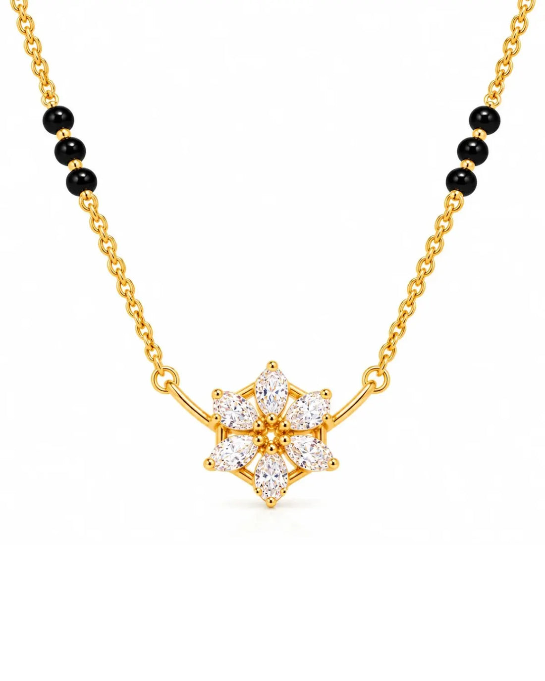 Floral Diamond Mangalsutra | Gold Vermeil