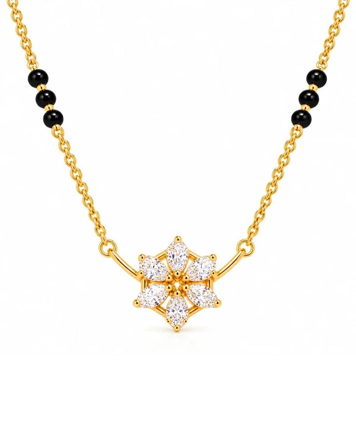 Floral Diamond Mangalsutra | Gold Vermeil