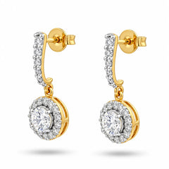 Round Halo Drop Earrings | Gold Vermeil