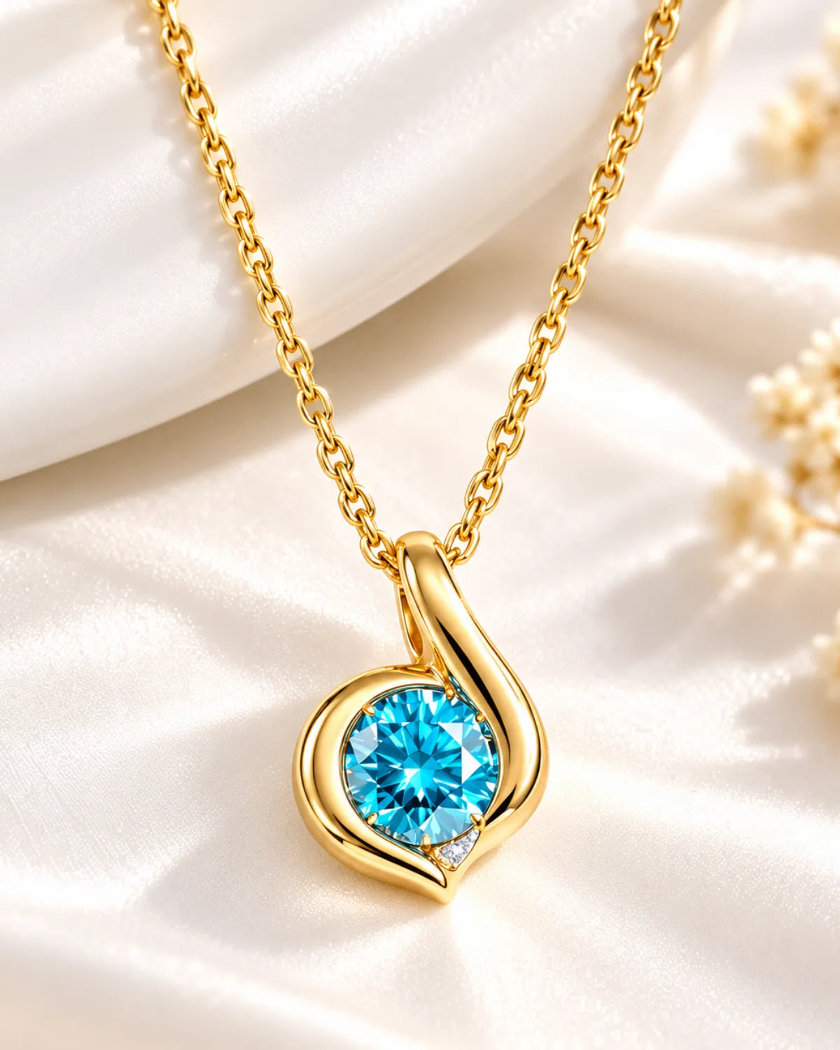 Aquamarine Solitaire Pendant