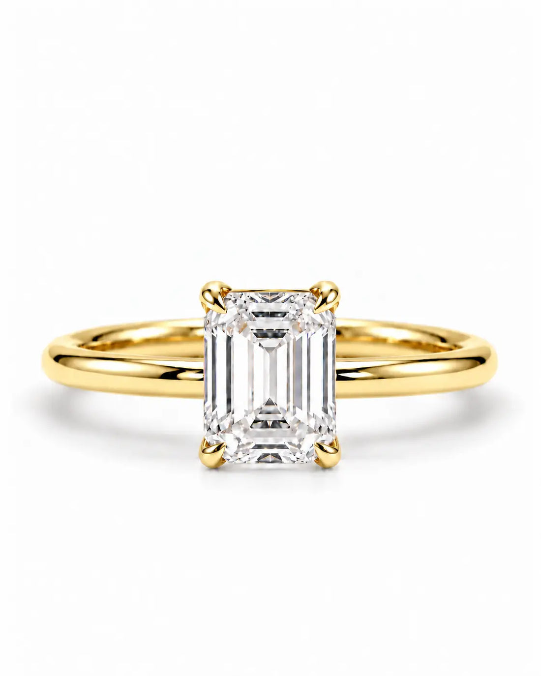2ct Emerald cut Solitaire ring | Gold Vermeil