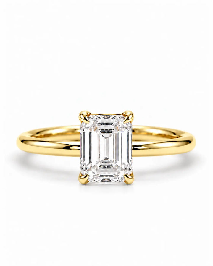 2ct Emerald cut Solitaire ring | Gold Vermeil