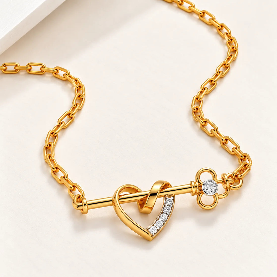 Heart & Key Pendant | Gold Plated