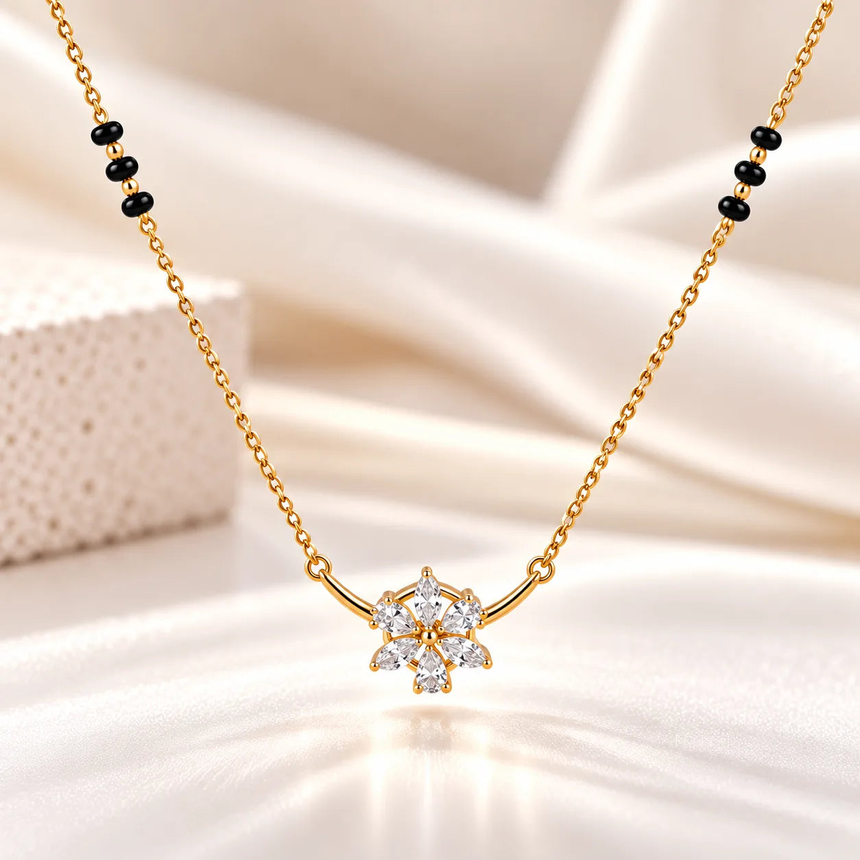 Floral Diamond Mangalsutra | Gold Vermeil