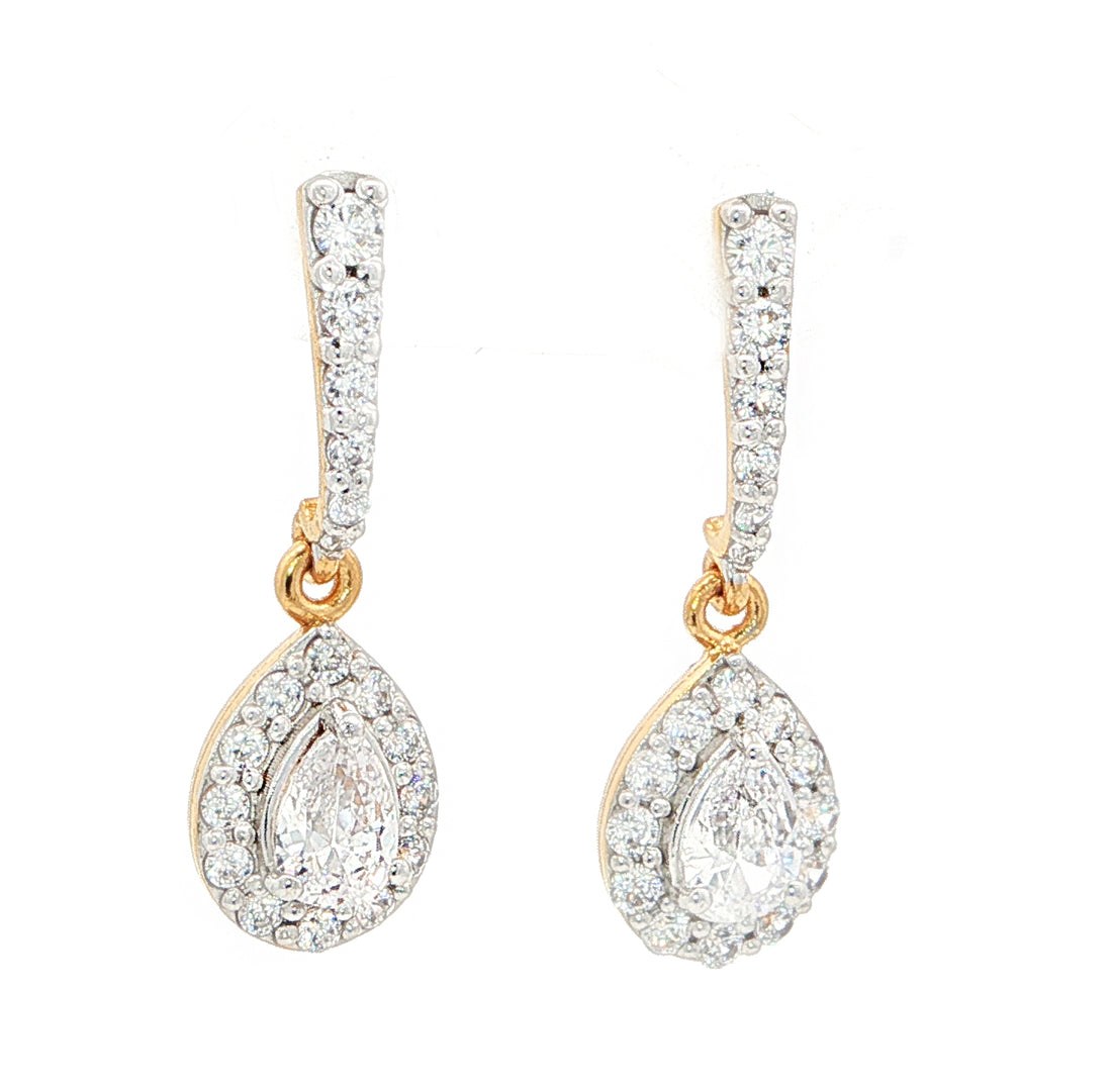 Pear Halo Drop Earrings | Gold Vermeil