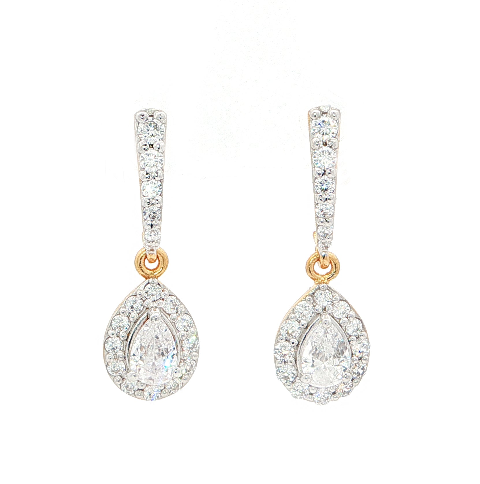 Pear Halo Drop Earrings | Gold Vermeil