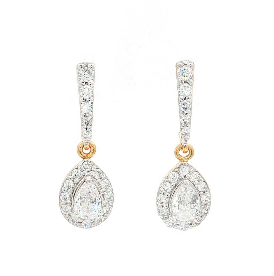 Pear Halo Drop Earrings | Gold Vermeil