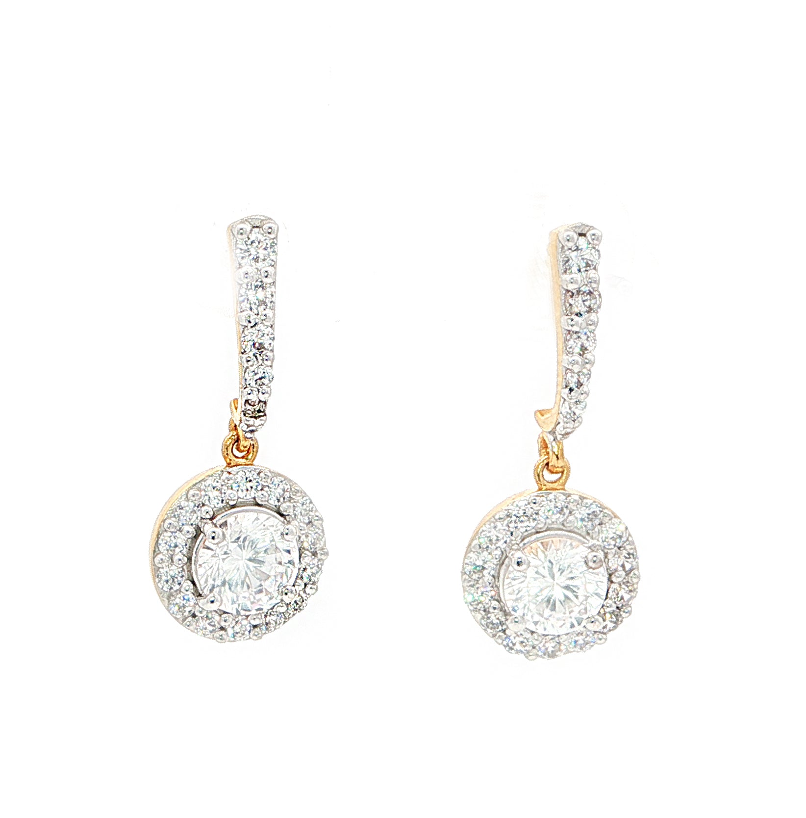 Round Halo Drop Earrings | Gold Vermeil