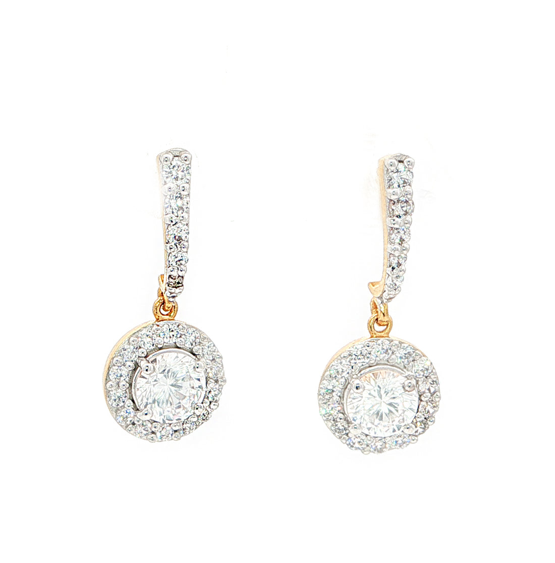 Round Halo Drop Earrings | Gold Vermeil