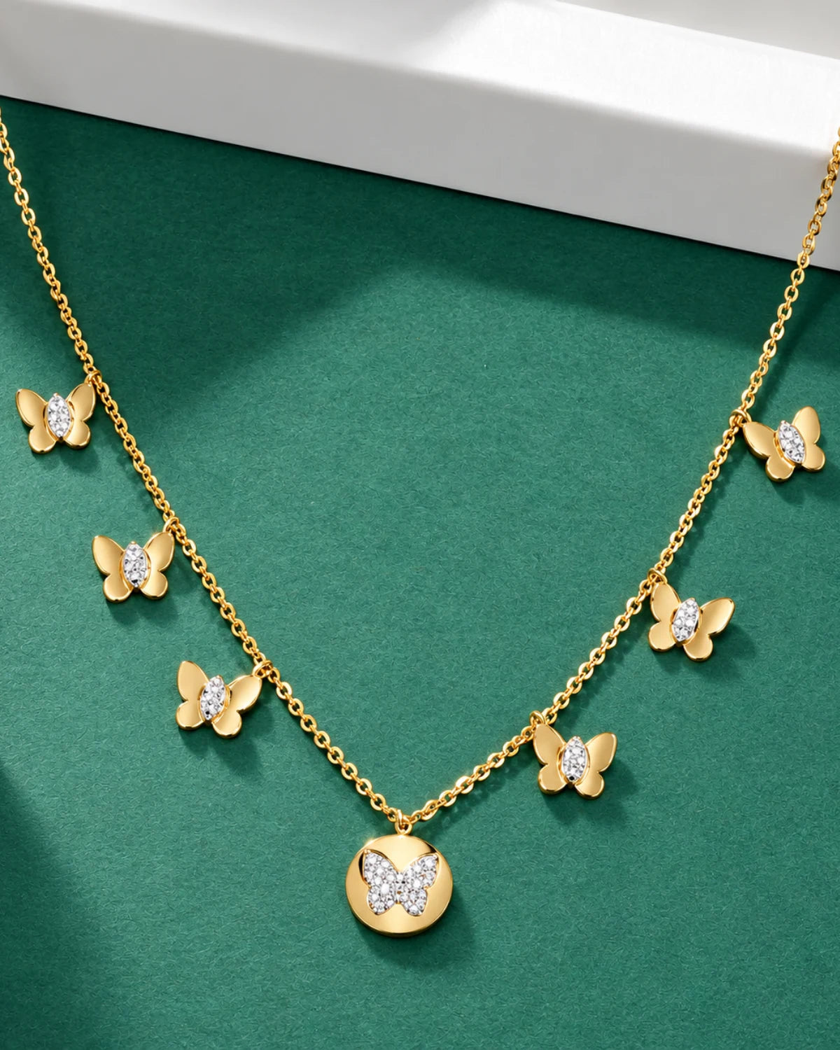 Butterfly Diamond Charm Necklace