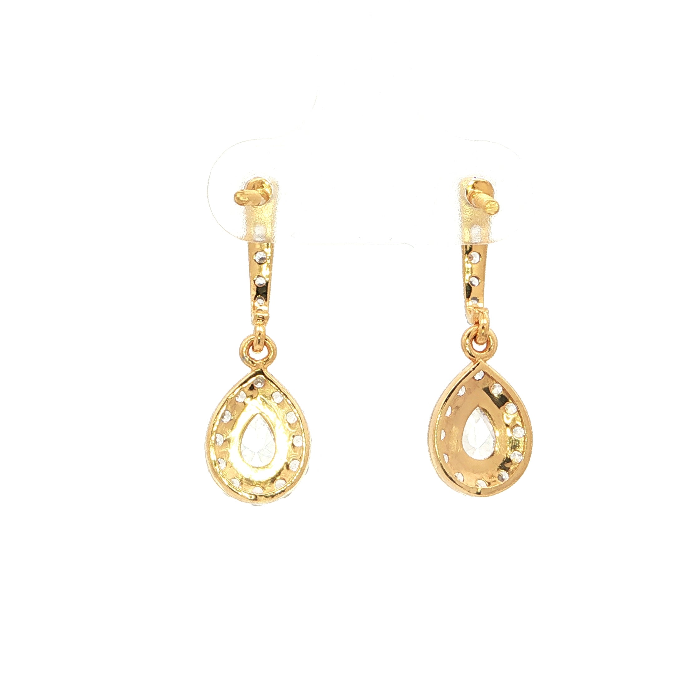 Pear Halo Drop Earrings | Gold Vermeil