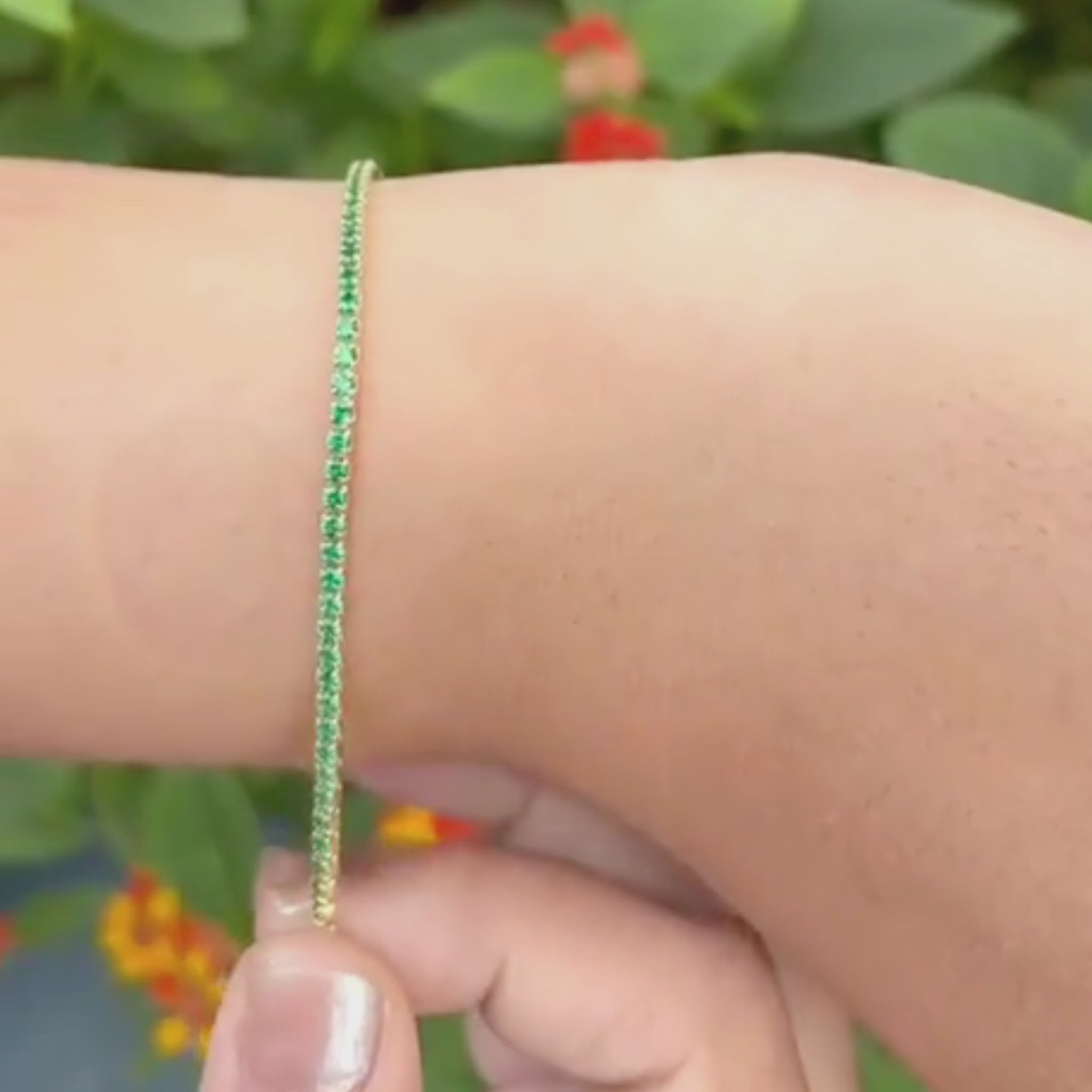 Green Sparkle Tennis Bracelet