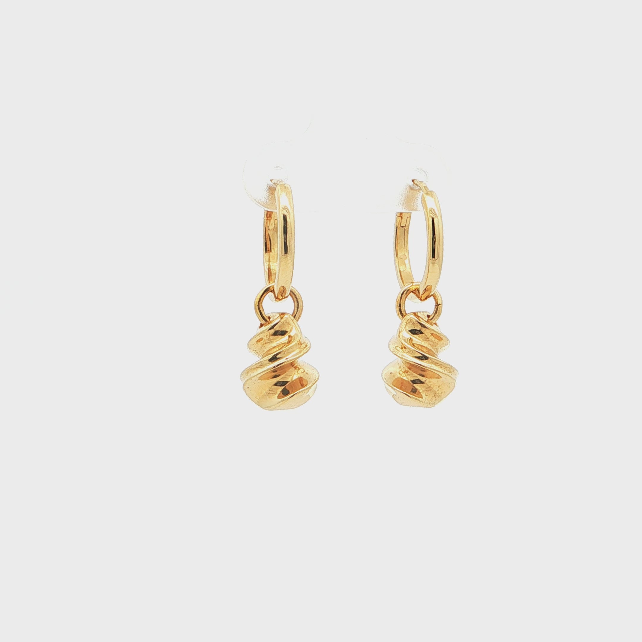 Spiral Drop Hoop Earrings | 18kt Gold Vermeil