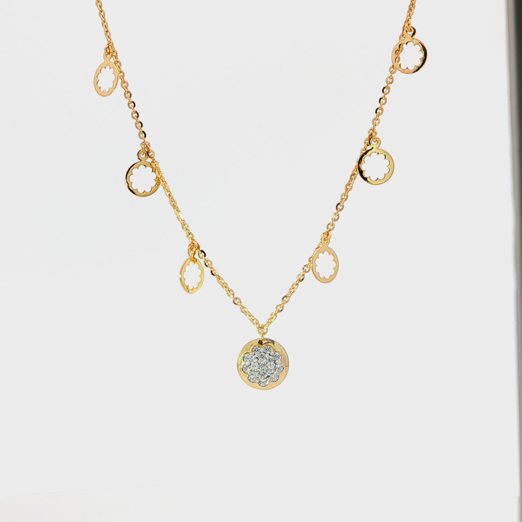 Floral Diamond Charm Necklace