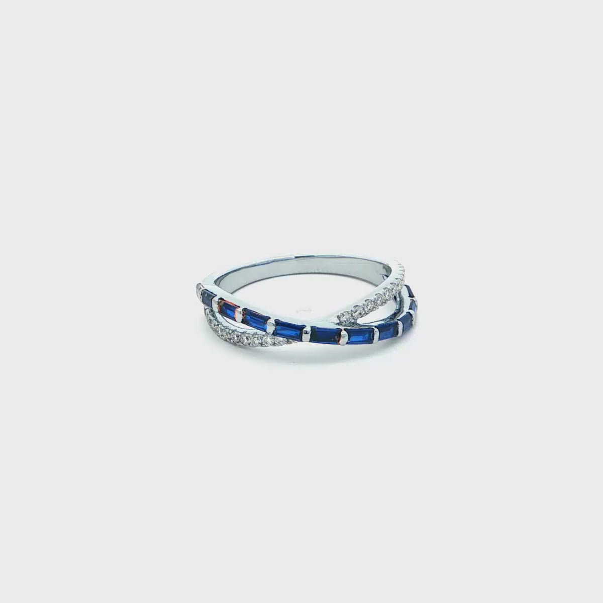 Blue Sapphire & Diamond Criss-Cross Ring
