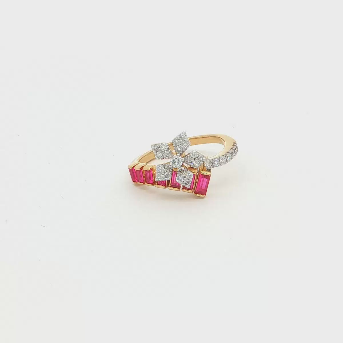 Floral Ruby Monzonite Diamond Ring