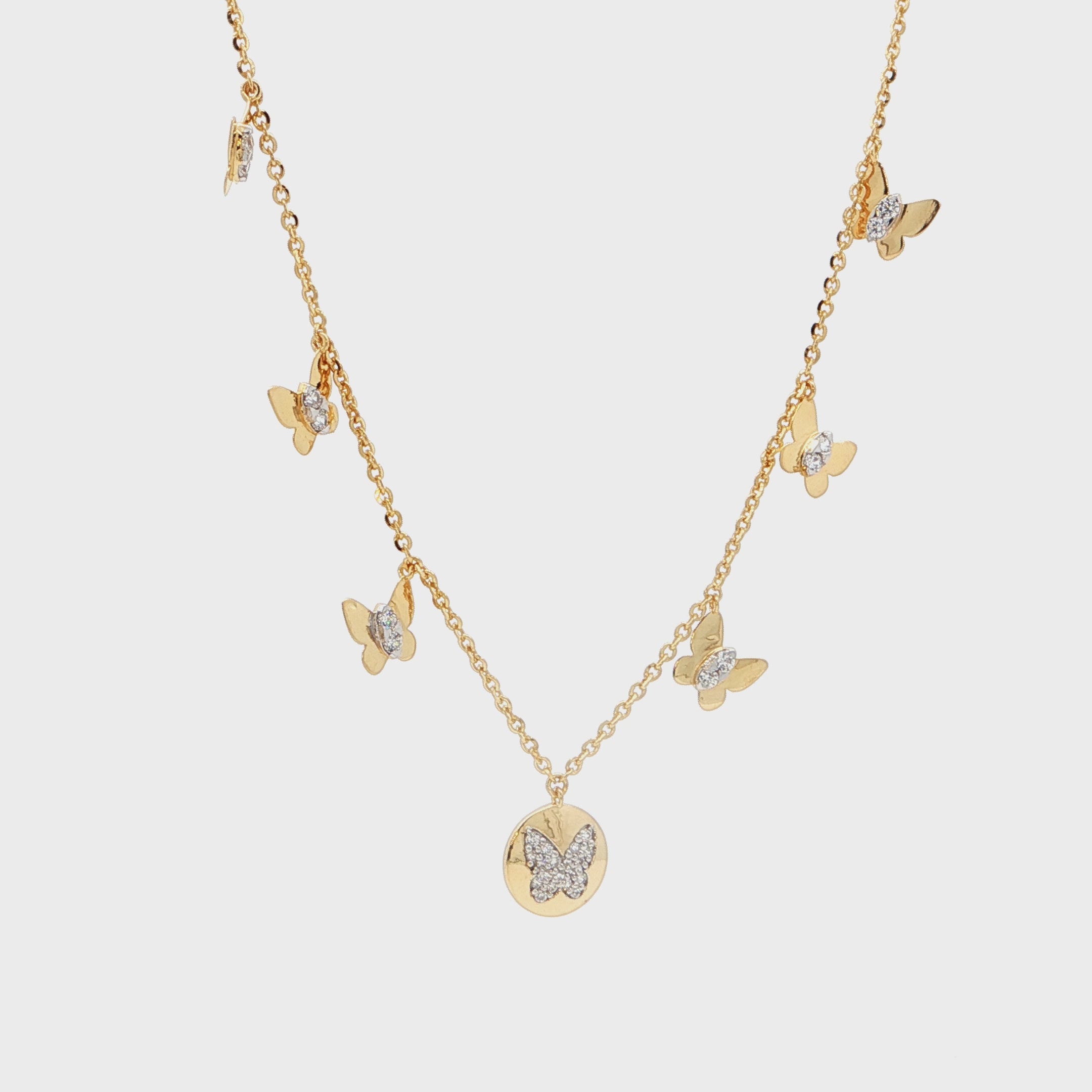 Butterfly Diamond Charm Necklace