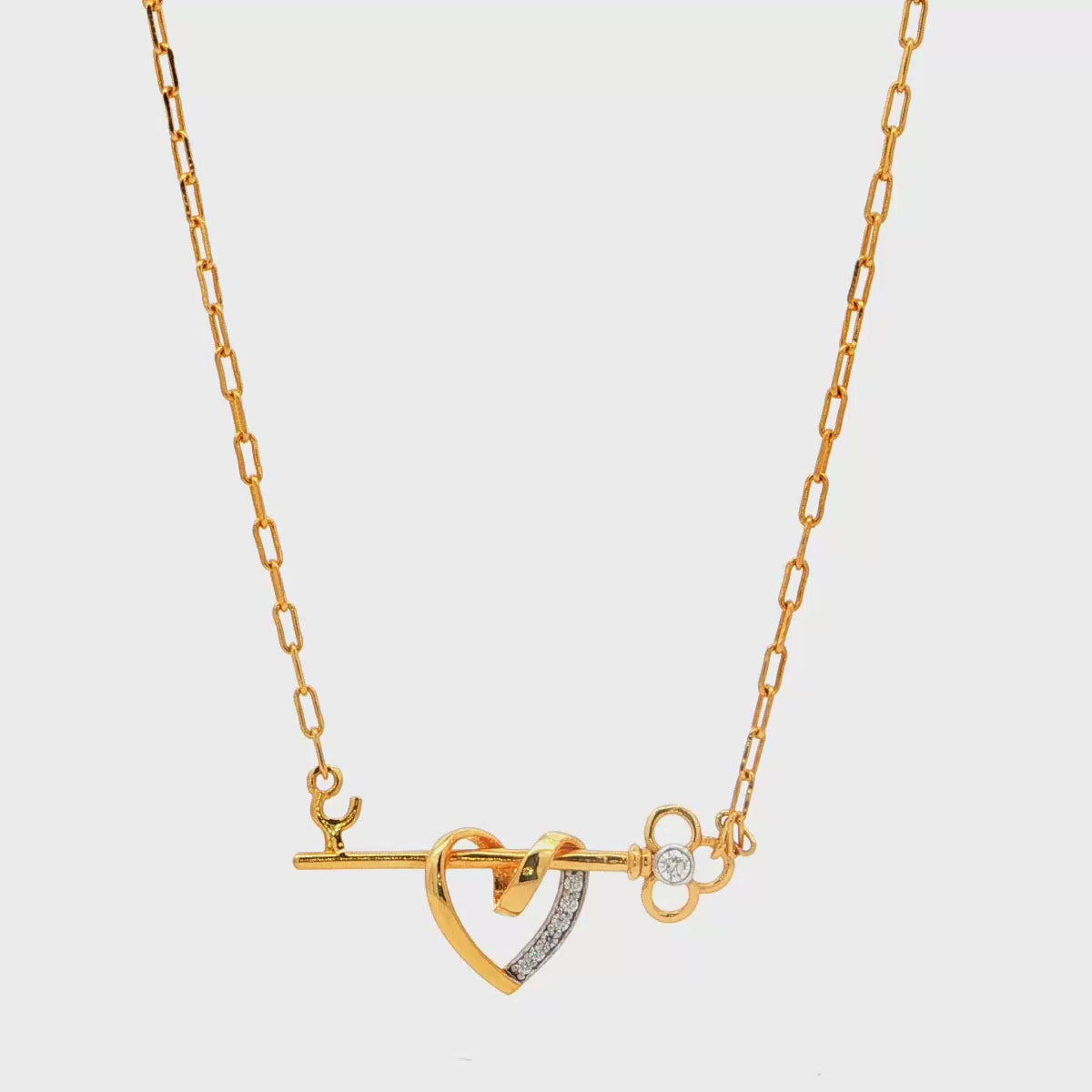 Heart & Key Pendant | Gold Plated