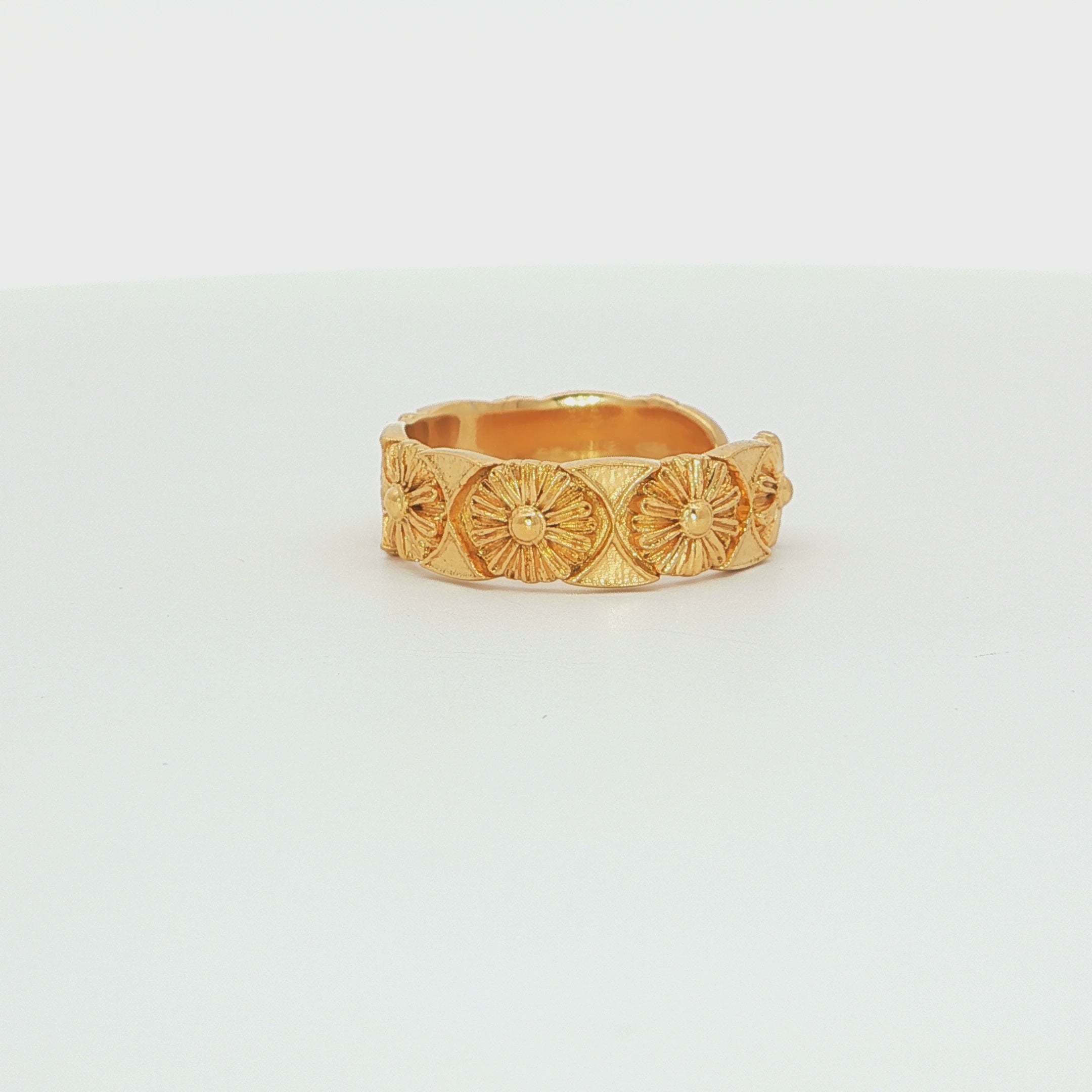Gold Plated Floral Band Ring