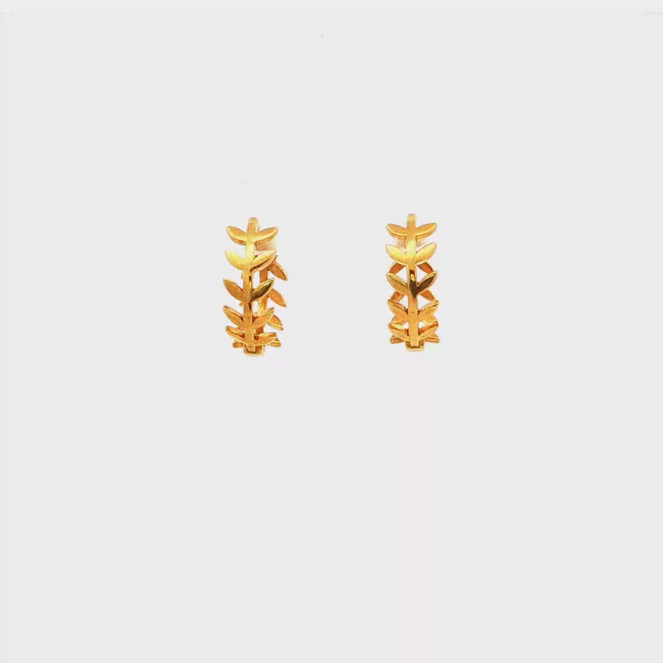 Leaf Motif Hoop Earrings | Gold Plated
