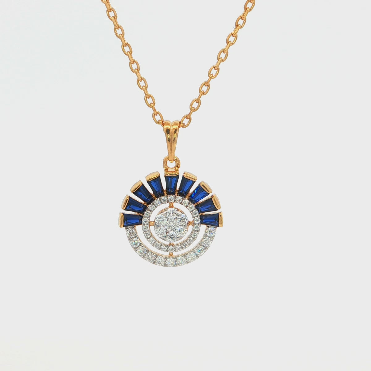 Aura Sapphire Sunburst Pendant