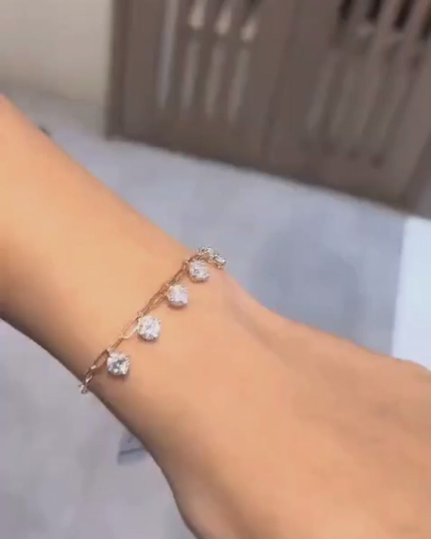Solitaire Moissanite Drop Bracelet | Gold Vermeil