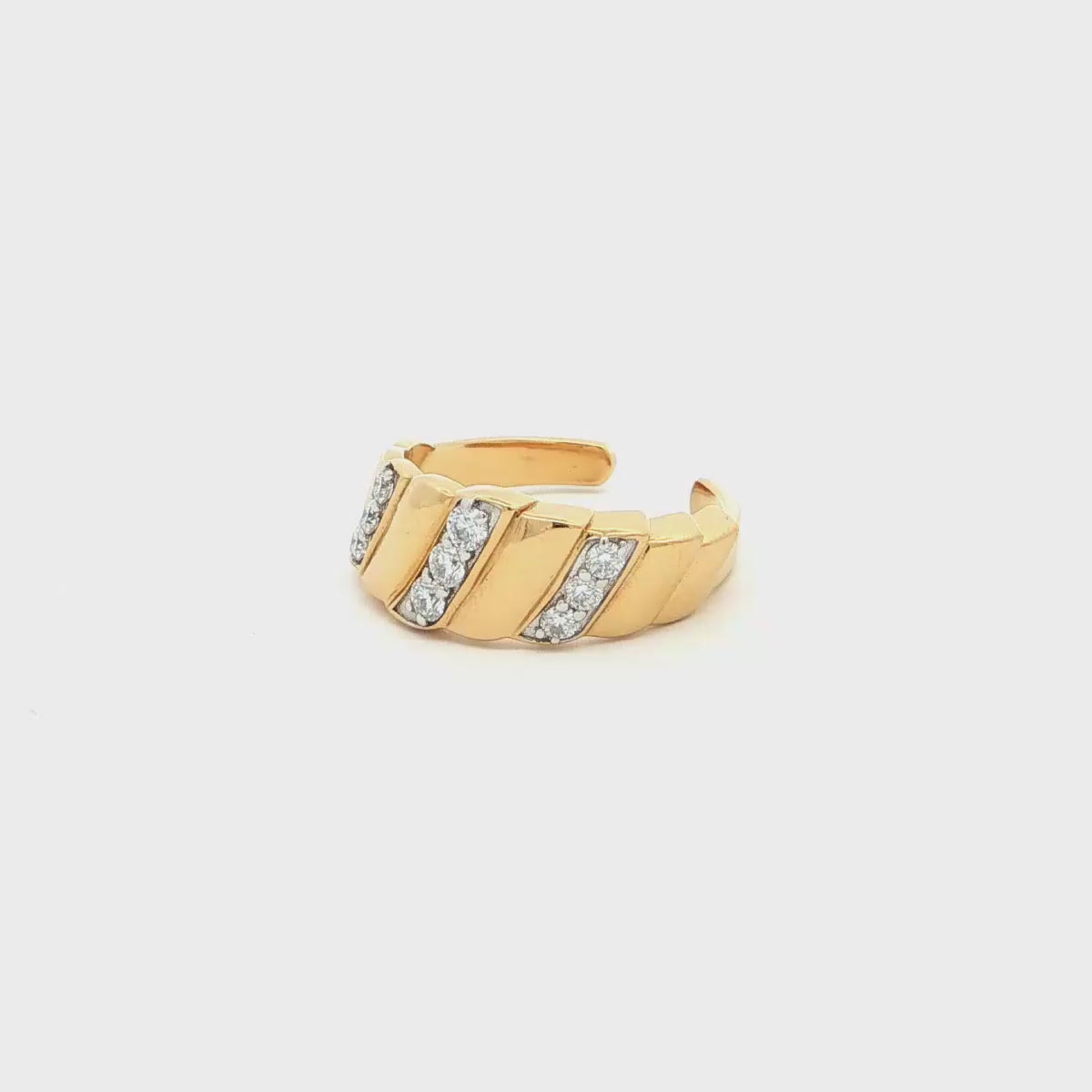 Gold-Plated Adjustable Monzonite Diamond Ring