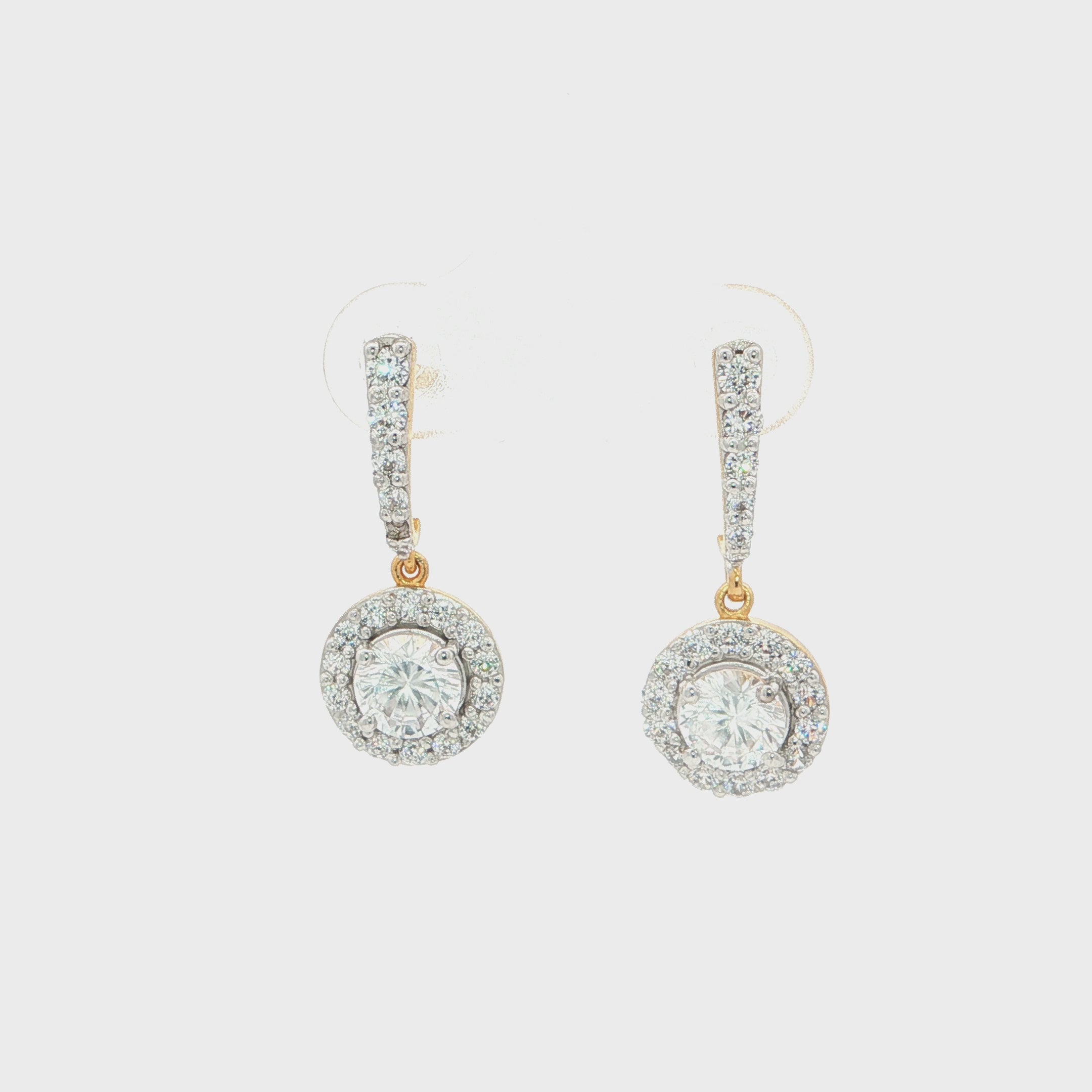 Round Halo Drop Earrings | Gold Vermeil