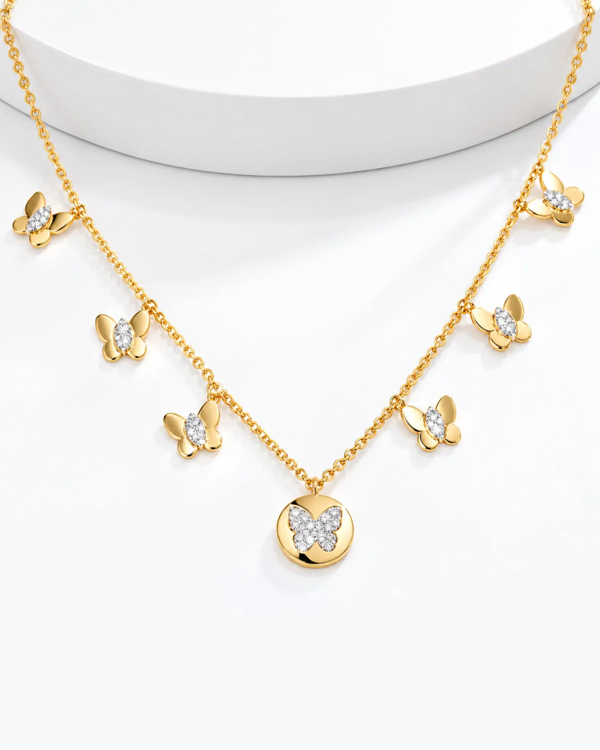 Butterfly Diamond Charm Necklace